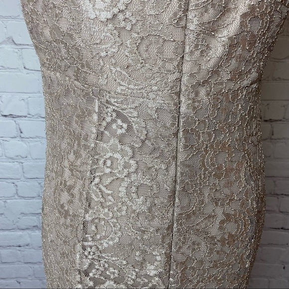 R&M Richards Gold Lace Off-the-Shoulder Dress 10 - Picture 8 of 9